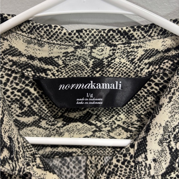 Norma Kamali Womens Snake Print Shirt Dress Size L Button Up Long Sleeve Stretch - Picture 6 of 8